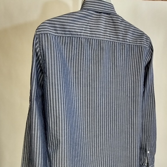 Men's Calvin Klein Striped Button Down Long Sleeve Cotton Blend Shirt M - Picture 2 of 8